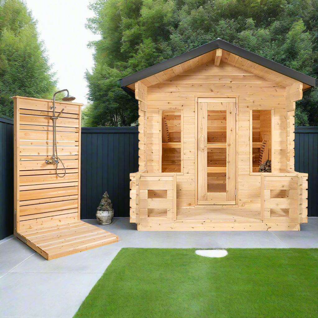 Dundalk CT Georgian 6 Person Outdoor Sauna with Porch CTC88PW