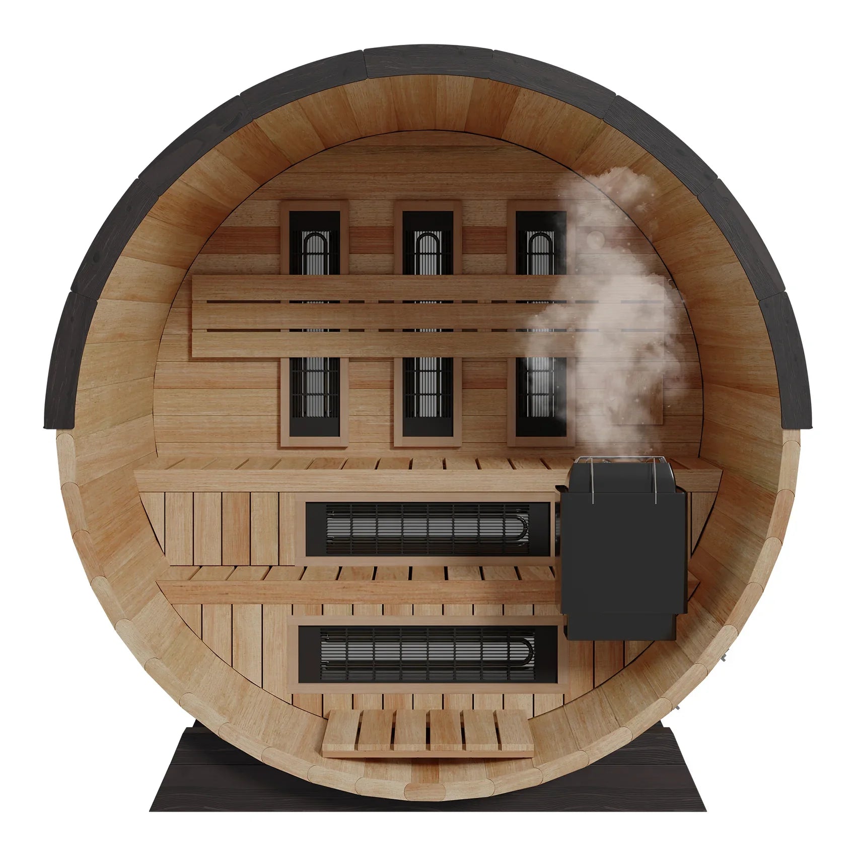 Finnmark FD-7 Outdoor Hybrid Infrared and Traditional 4-Person Thermo-Aspen Barrel Sauna