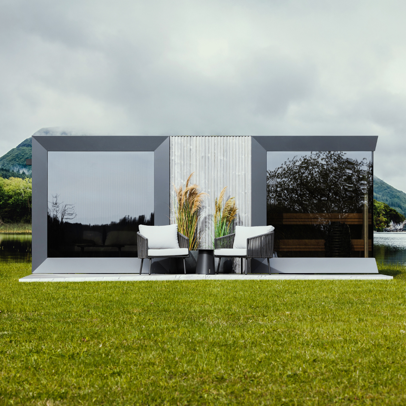 Genevas St. Moritz Pre-Assembled Outdoor Sauna with Lounge & Shower Cabin