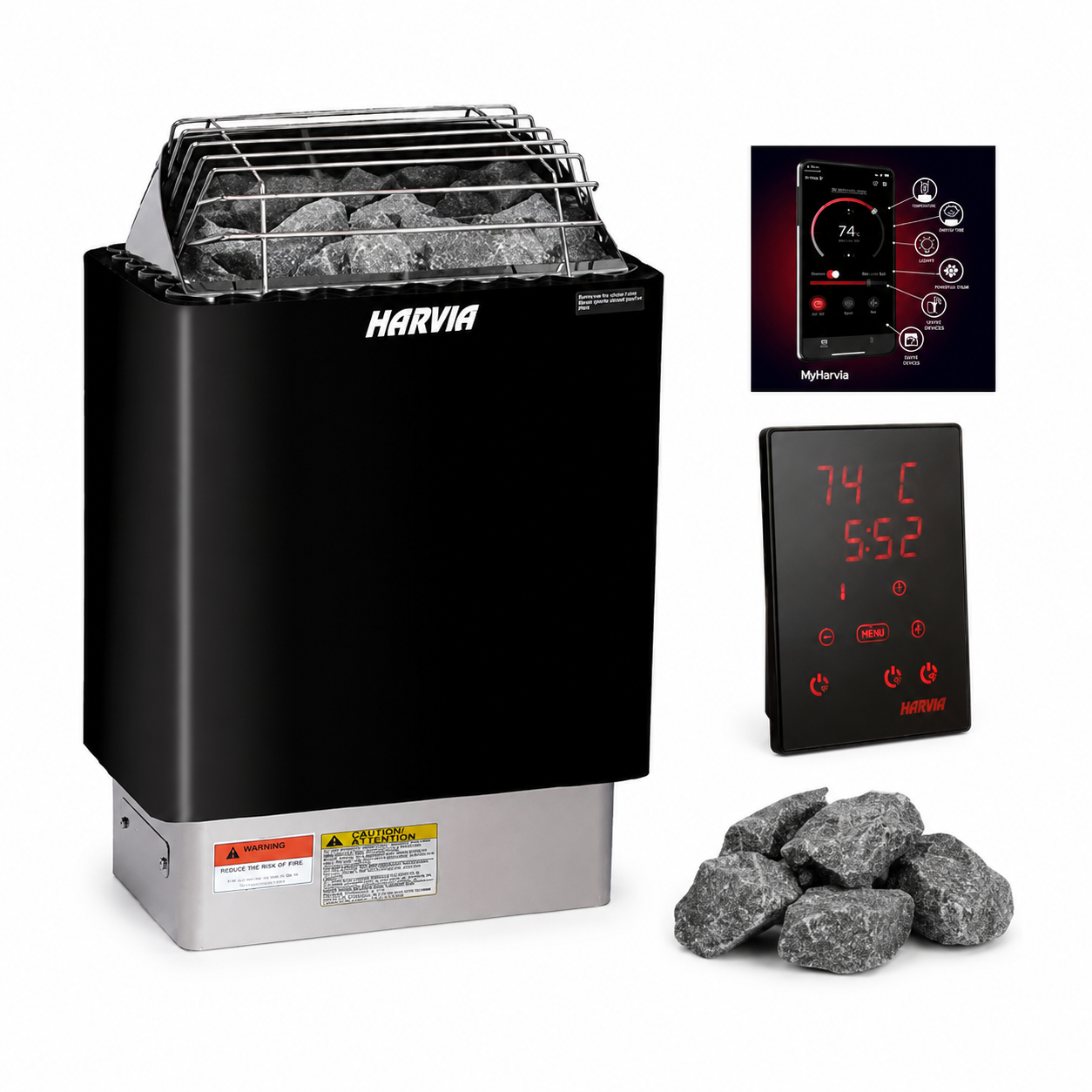Harvia KIP80W 6 kW Black Electric Sauna Heater package
