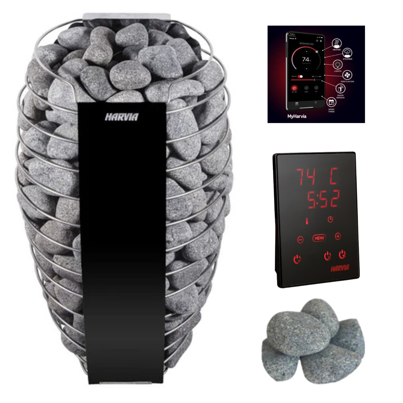 Harvia Spirit SP60E Electric Sauna Heater Package