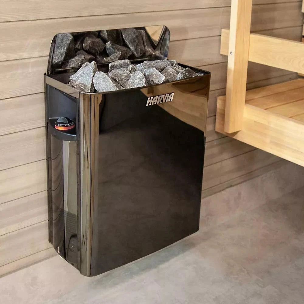 Harvia The Wall Series, 8kW, Black Stainless Steel Sauna Heater, 240V 1PH HSW8U1B