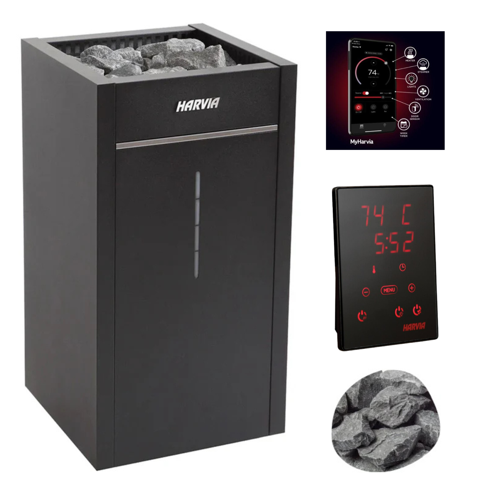 Harvia Virta Combi HL60SA Steamer & Electric Sauna Heater Package