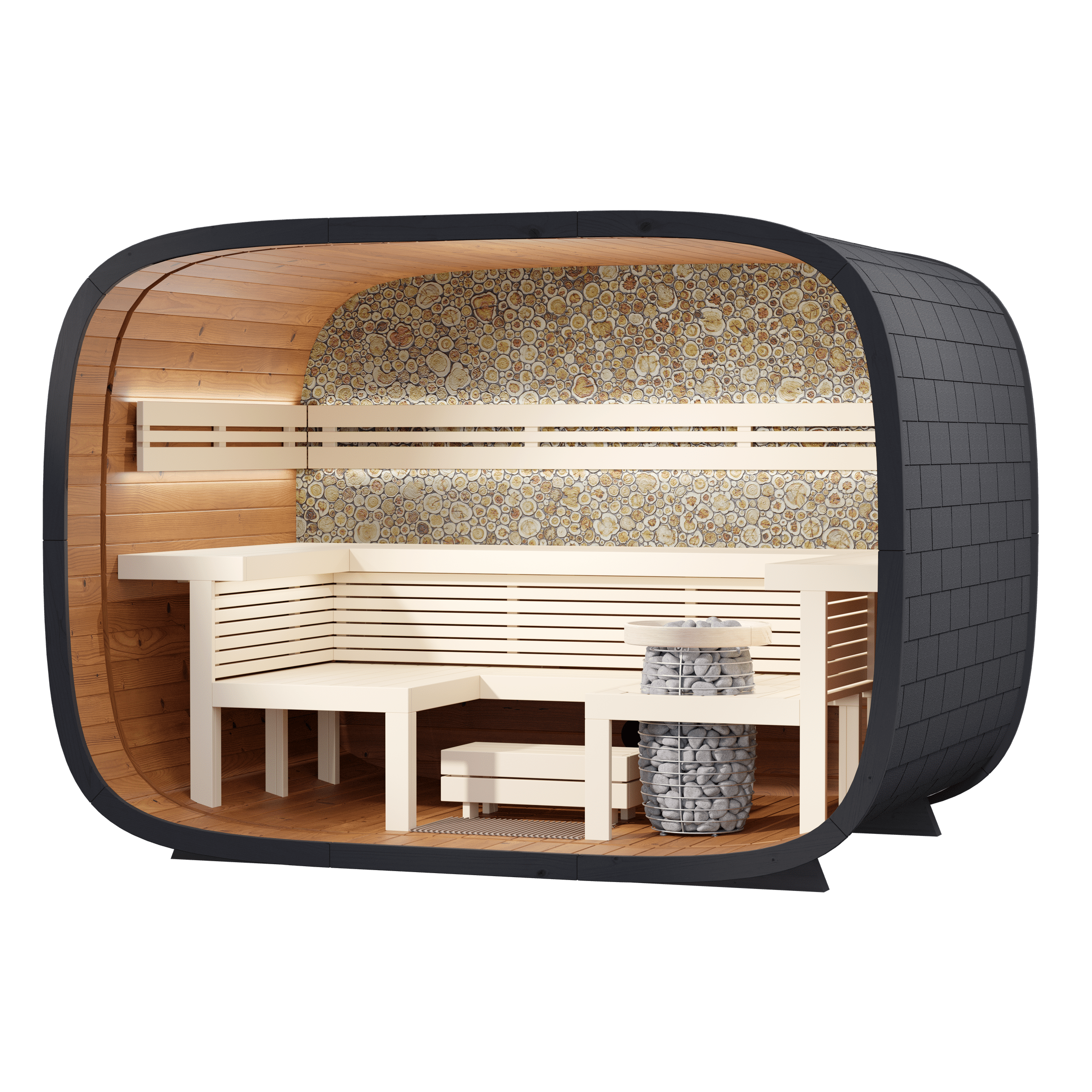 Leil Round Cube Relax Outdoor Sauna 6 Person