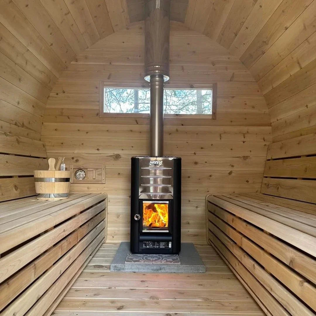 True North Canadian Made 4-6 Person 8' Long Outdoor Traditional Barrel Sauna