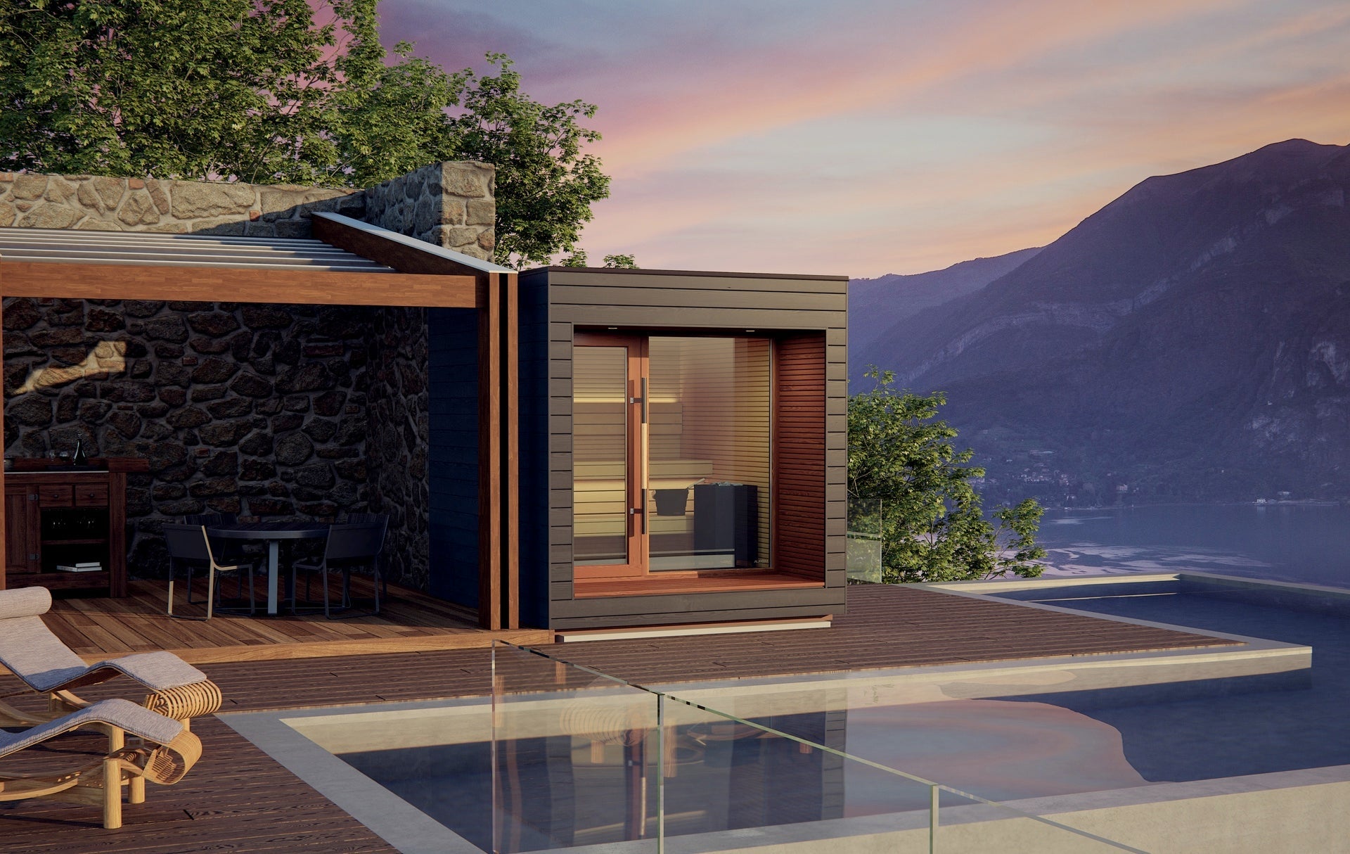 Auroom Natura Modern Outdoor Sauna with Changing Room