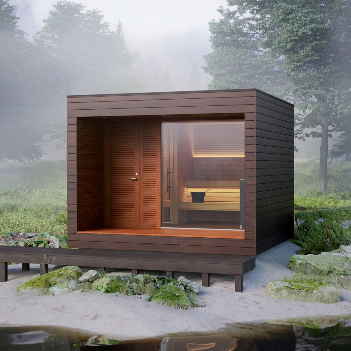Auroom Natura Modern Outdoor Sauna with Changing Room
