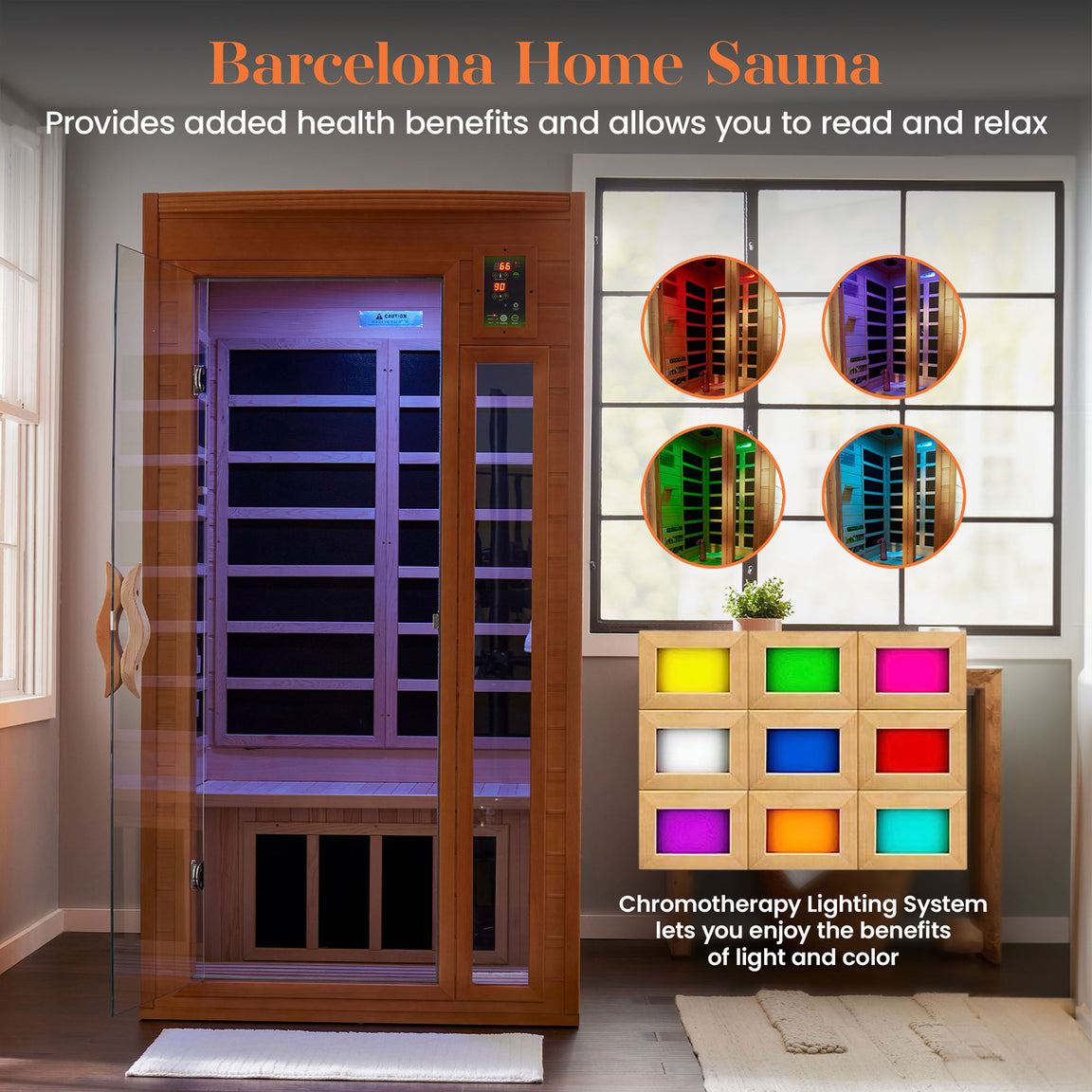 Dynamic Barcelona Elite 1-2-person Ultra Low EMF FAR Infrared Sauna - DYN-6106-01 Elite