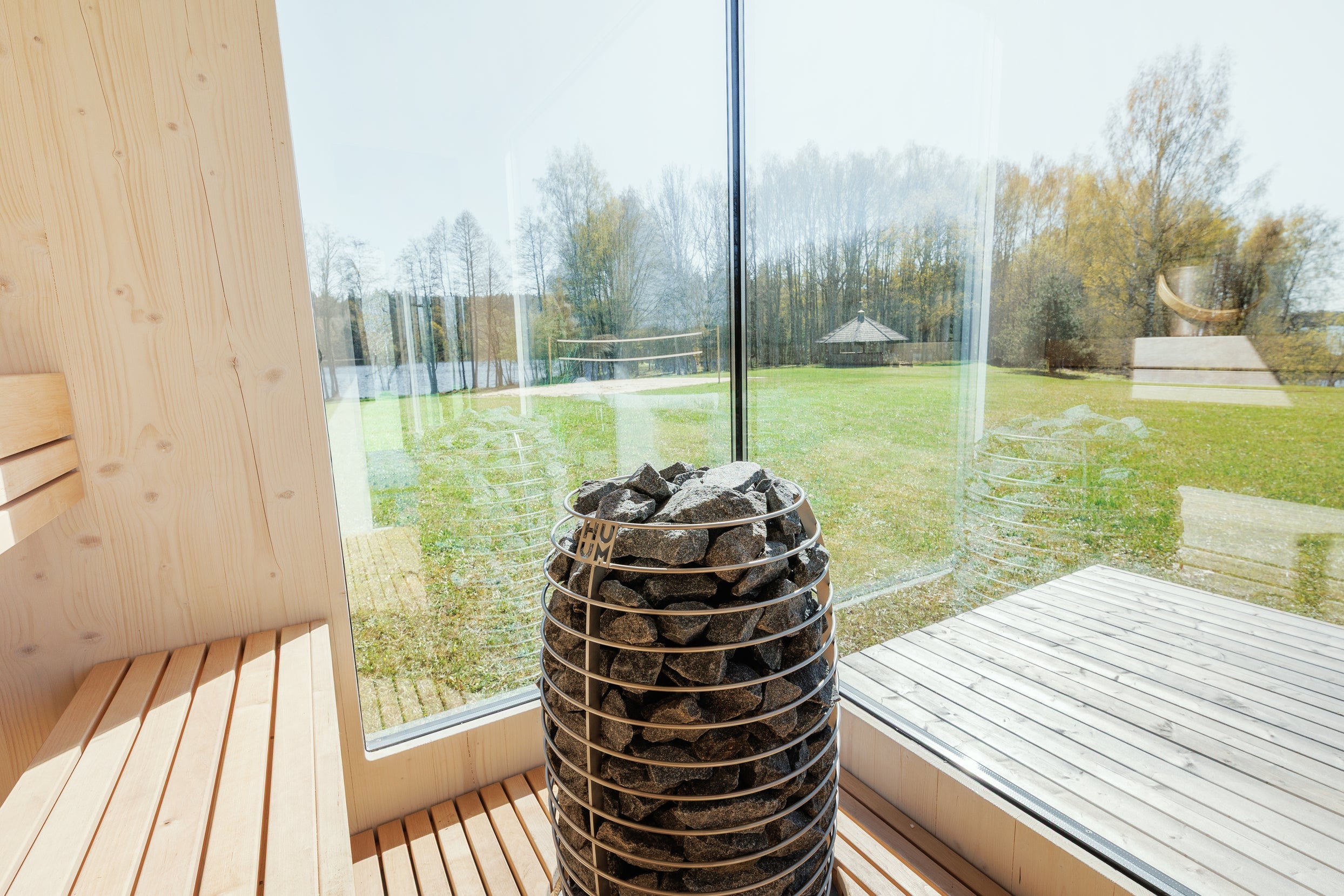 Genevas St. Moritz Pre-Assembled Outdoor Sauna with Lounge & Shower Cabin