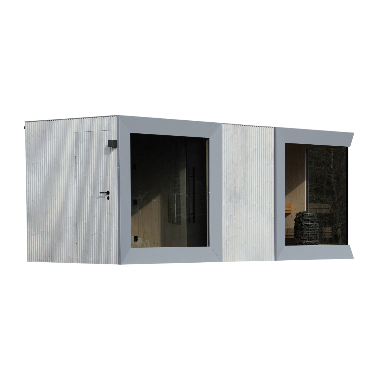 Genevas St. Moritz Pre-Assembled Outdoor Sauna with Lounge & Shower Cabin