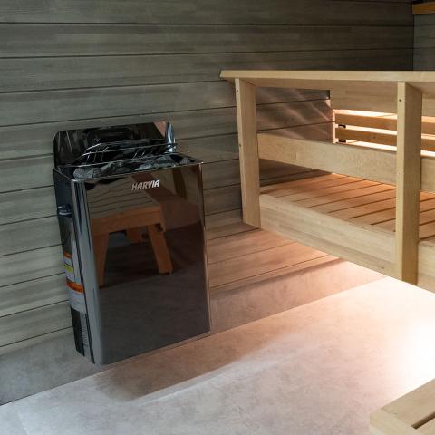 Harvia The Wall Series, 6kW, Black Stainless Steel Sauna Heater, 240V 1PH HSW6U1B