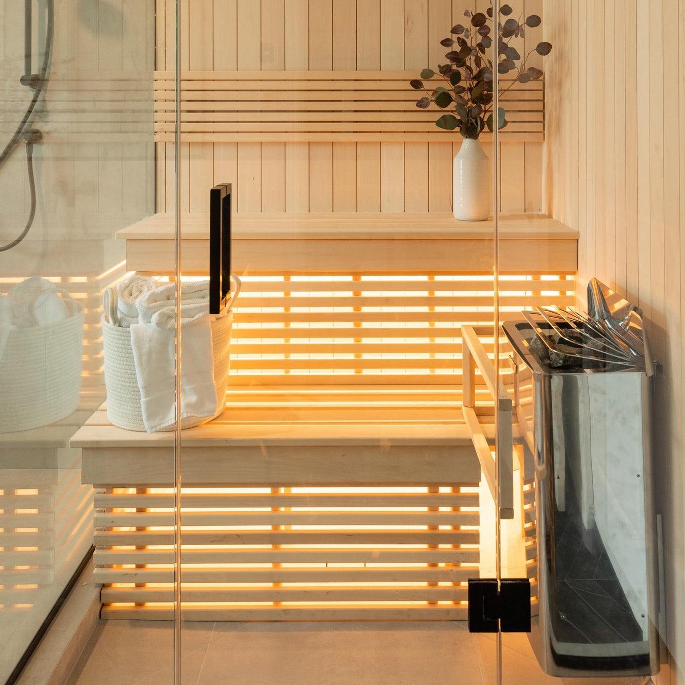 Harvia The Wall Series, 8kW, Black Stainless Steel Sauna Heater, 240V 1PH HSW8U1B