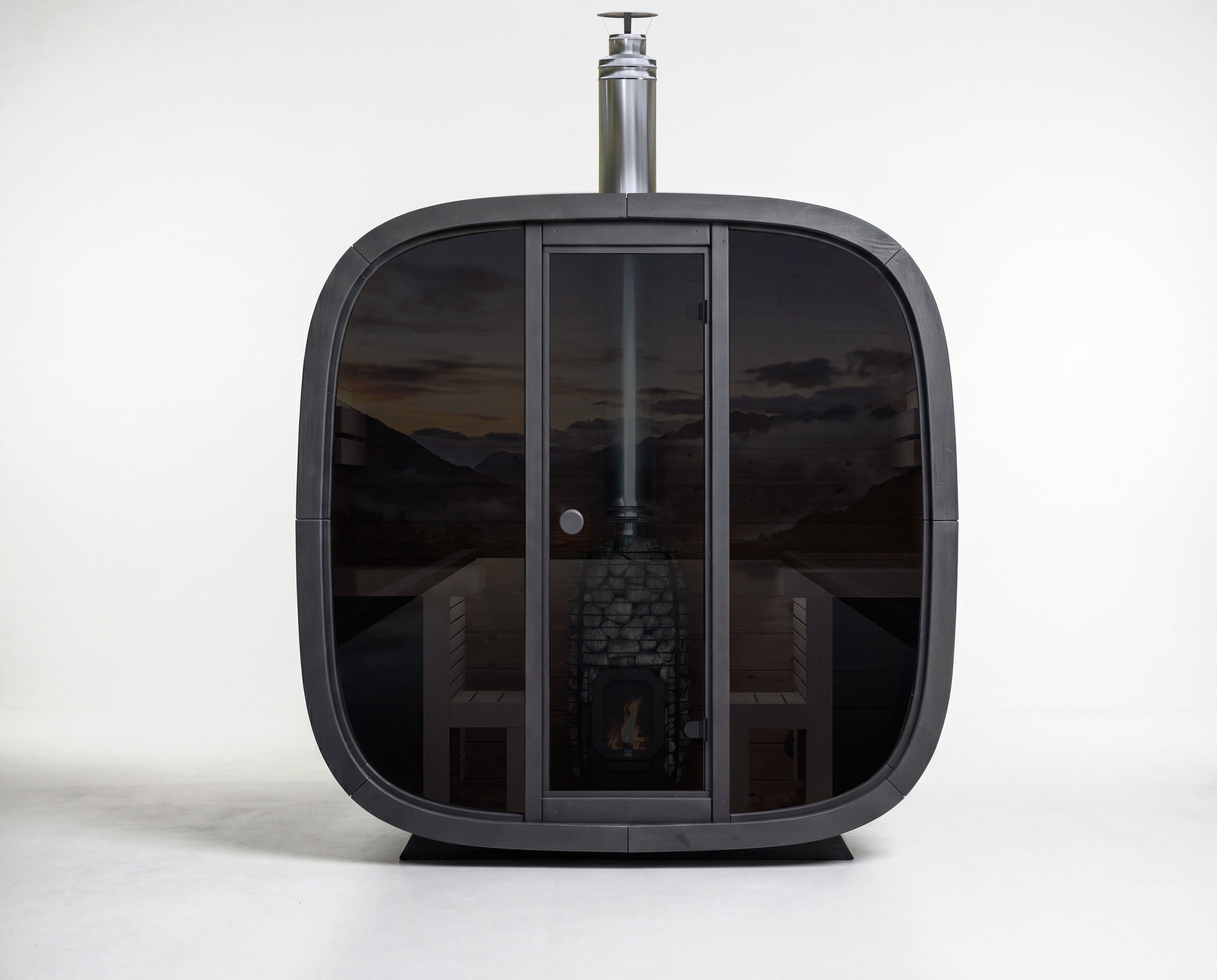 Leil Black Cube Comfort 6 Person Outdoor Sauna Kit
