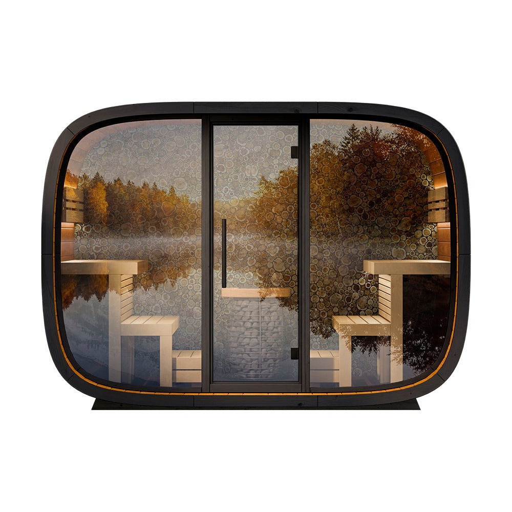 Leil Round Cube Single Outdoor Sauna 6-8 Person