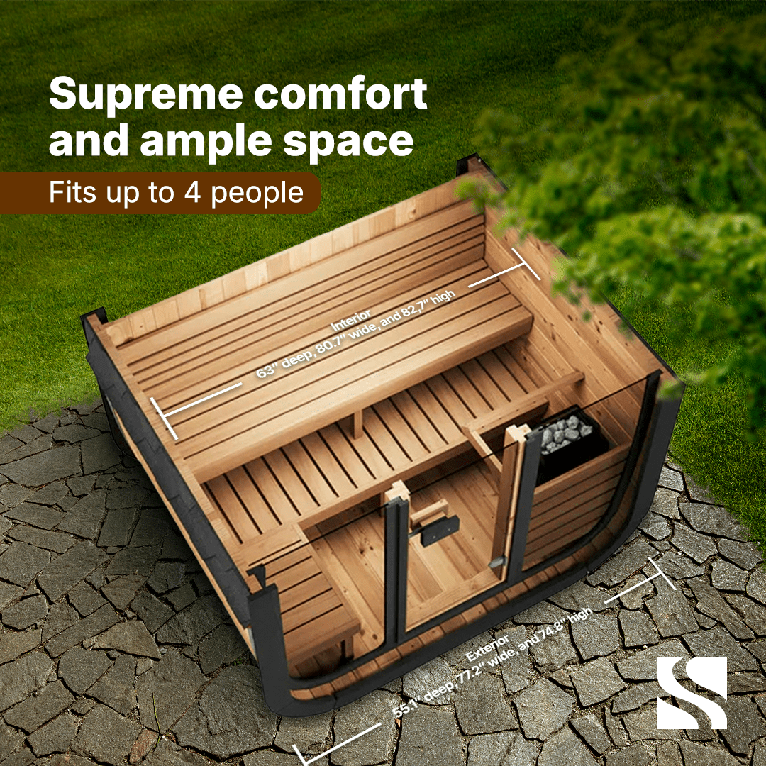 SaunaLife Model CL5G 4 Person Cube Series Outdoor Sauna Kit