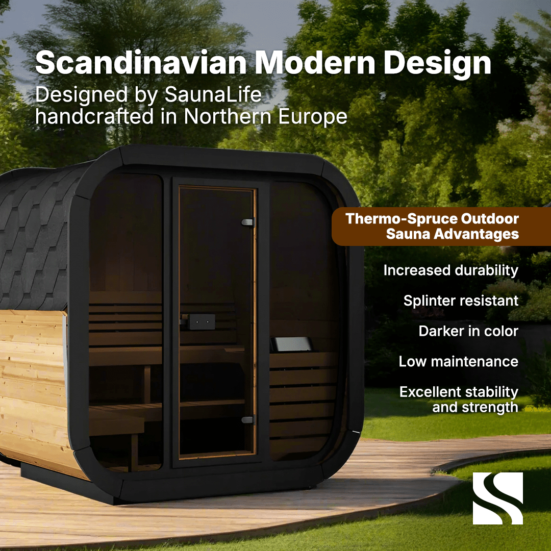 SaunaLife Model CL5G 4 Person Cube Series Outdoor Sauna Kit