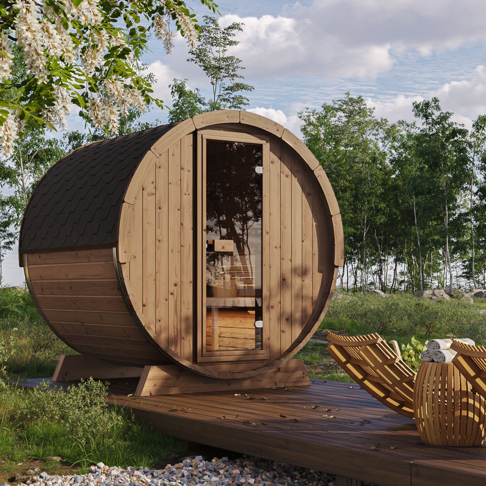 SaunaLife Model E6 3 Person Barrel Sauna