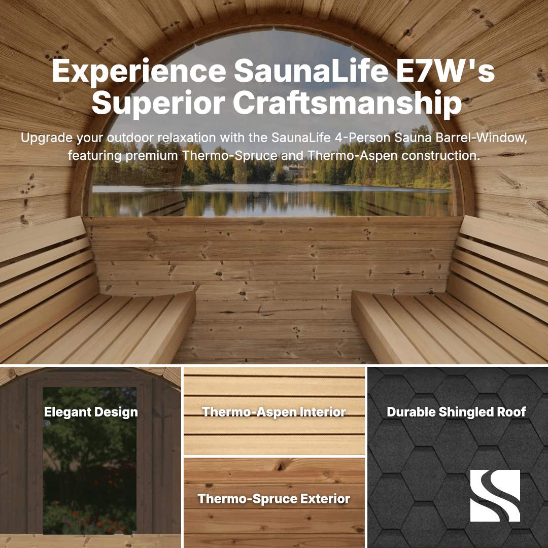 SaunaLife Model E7W 4 Person Sauna Barrel-Window