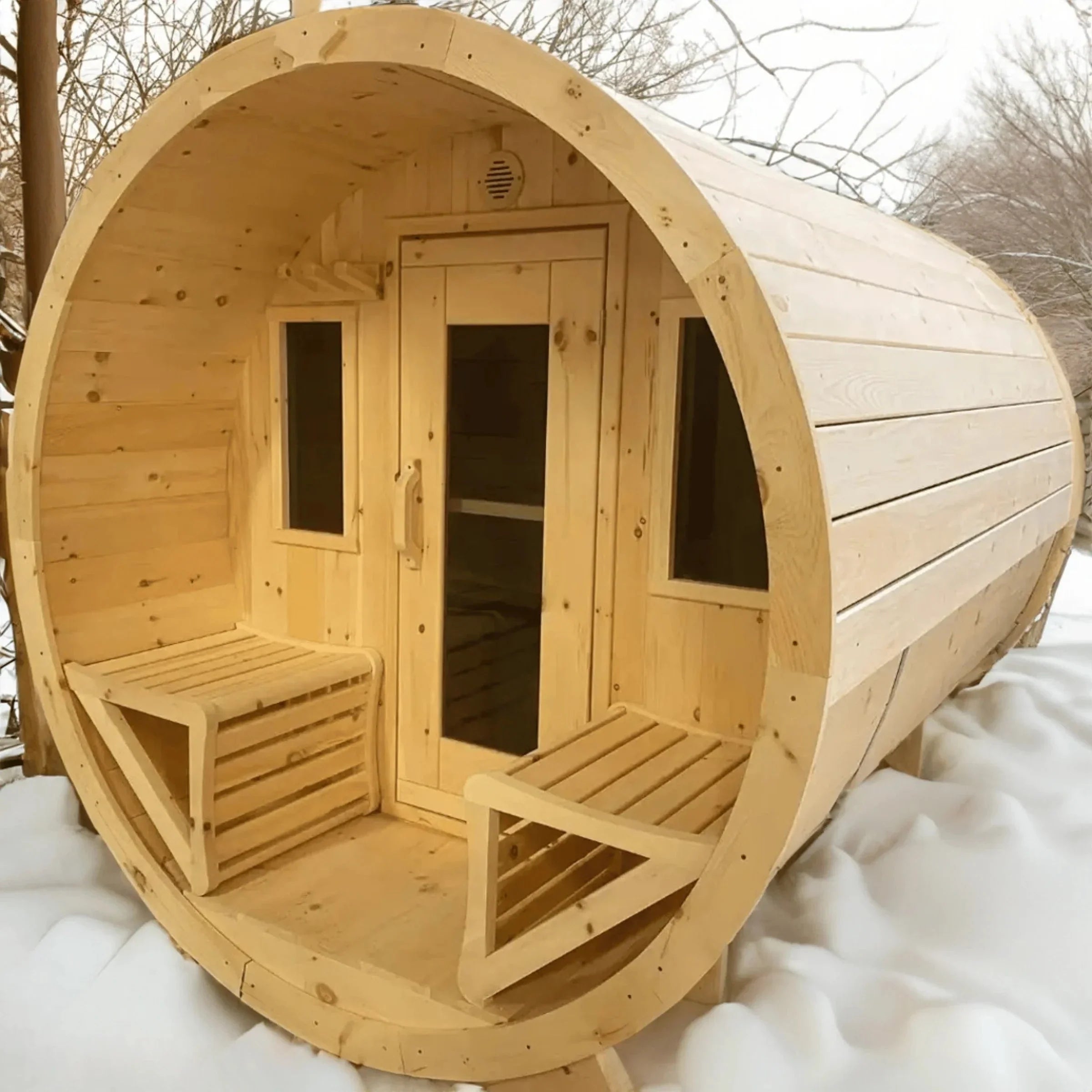 True North Canadian Made 8 Person 10' Long Outdoor Traditional Barrel Sauna