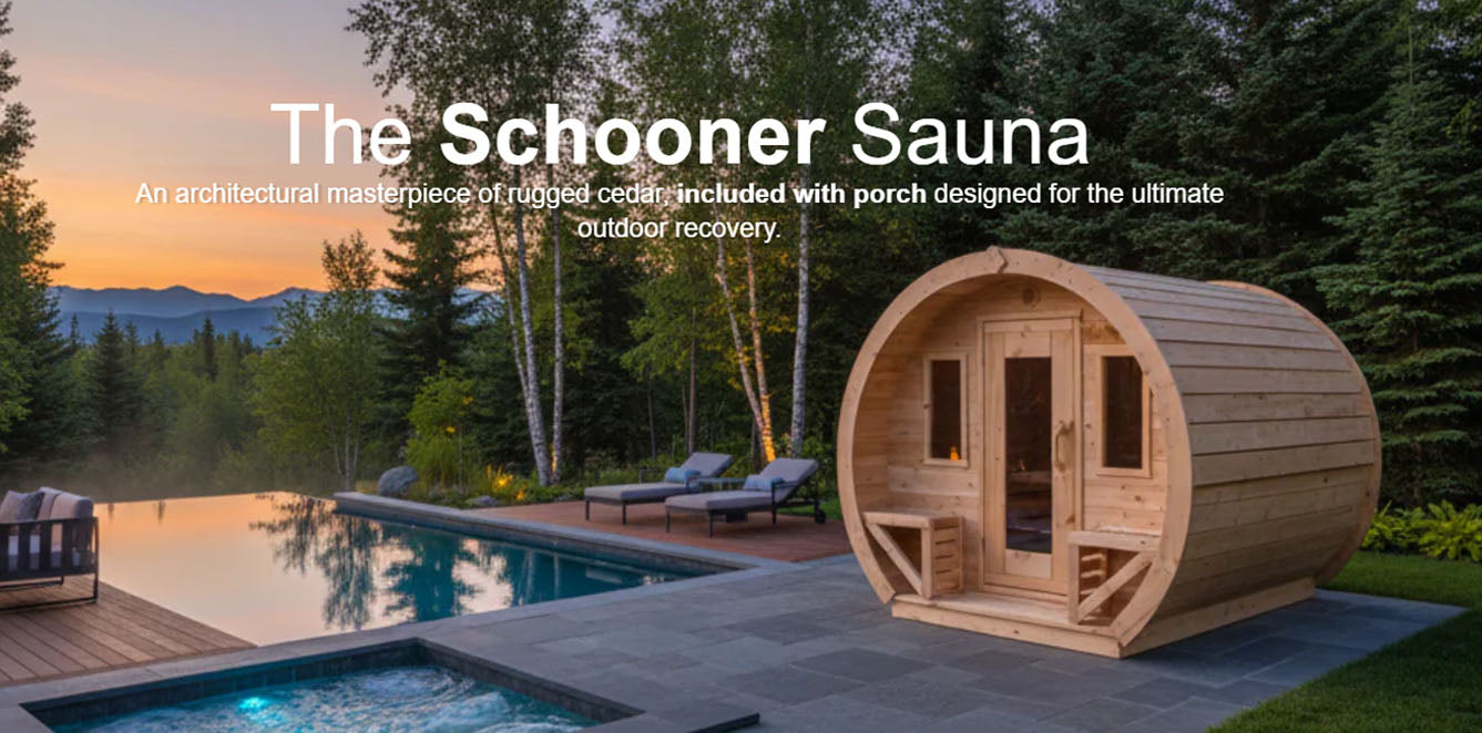 True North Canadian Made Schooner 2-8 Person Outdoor Traditional Barrel Sauna